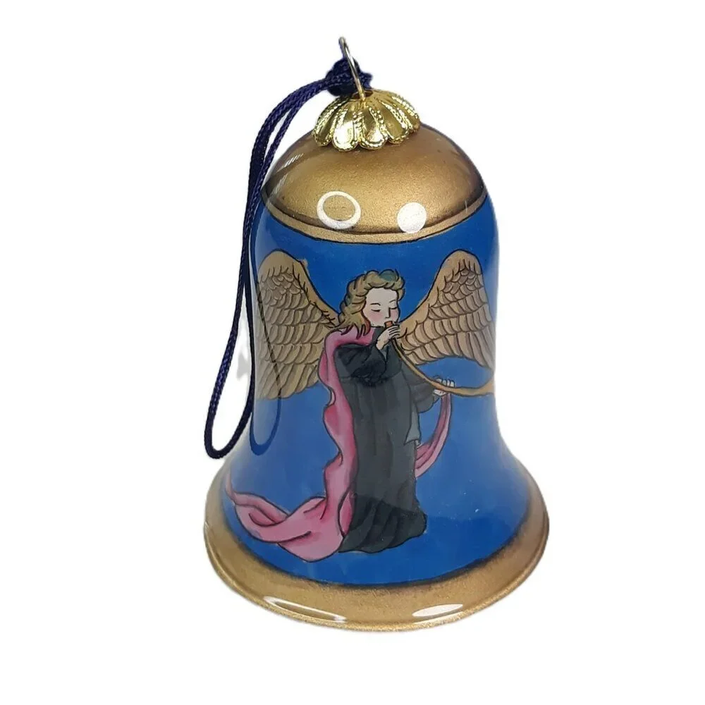 7-Angel Glass Ornaments Reversed Painted (Bells 3